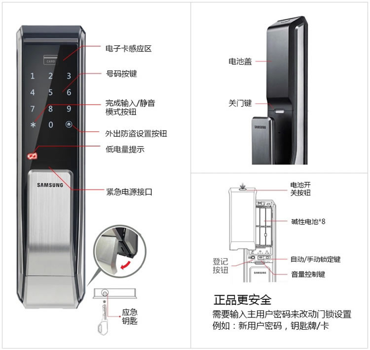 三星全自动密码锁 公寓智能指纹锁