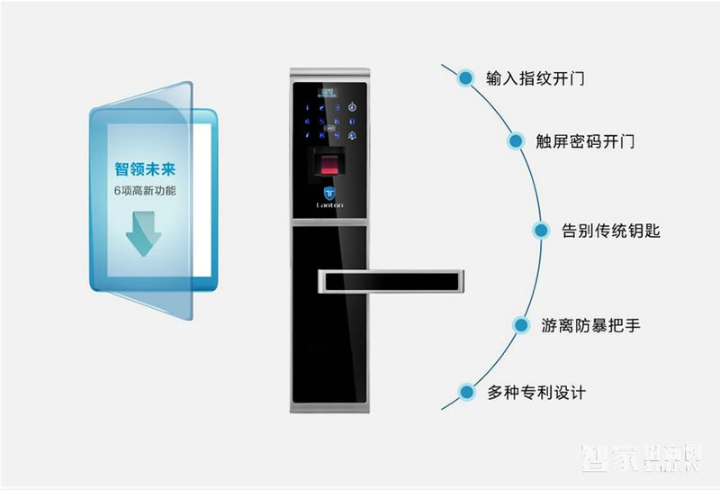 蓝盾智能锁 LT-7000F指纹锁密码锁刷卡锁直板黑色