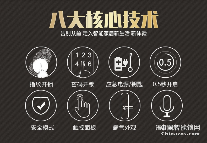 移康智能指纹锁 家用密码锁智能锁木门防盗大门锁