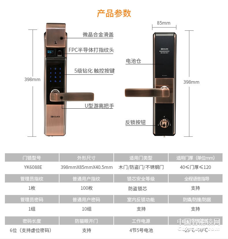 移康智能指纹锁 家用密码锁智能锁木门防盗大门锁