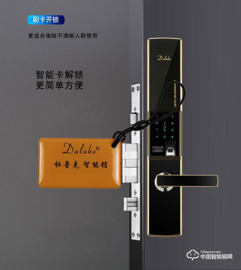 杜鲁克智能锁 别墅双开门家用防盗门指纹锁木门铜门刷卡密码锁