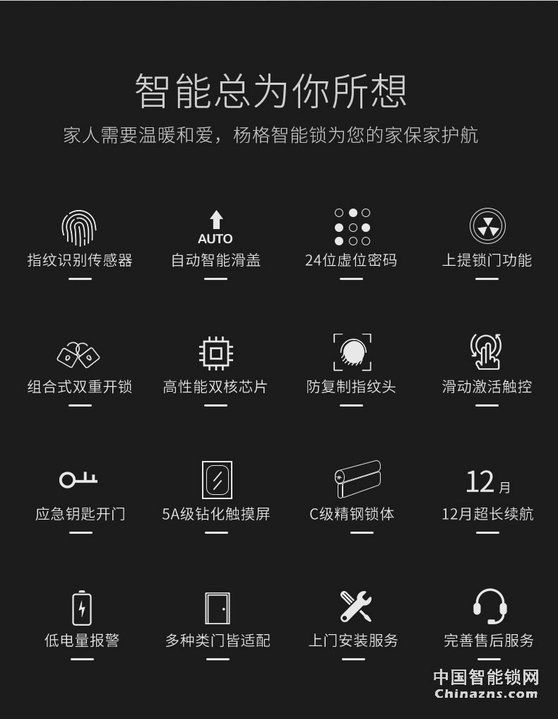 YGS杨格智能锁密码锁 指纹锁家用防盗门 电子门锁 Z1-D