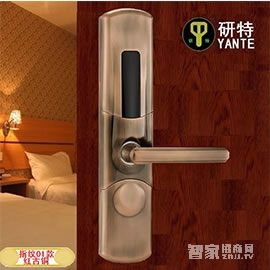 研特智能锁 防盗指纹密码锁 04款-红古铜