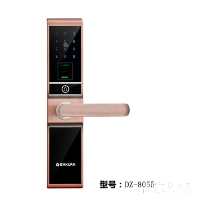 樱花指纹锁 密码锁 刷卡锁 红古铜 不锈钢面板