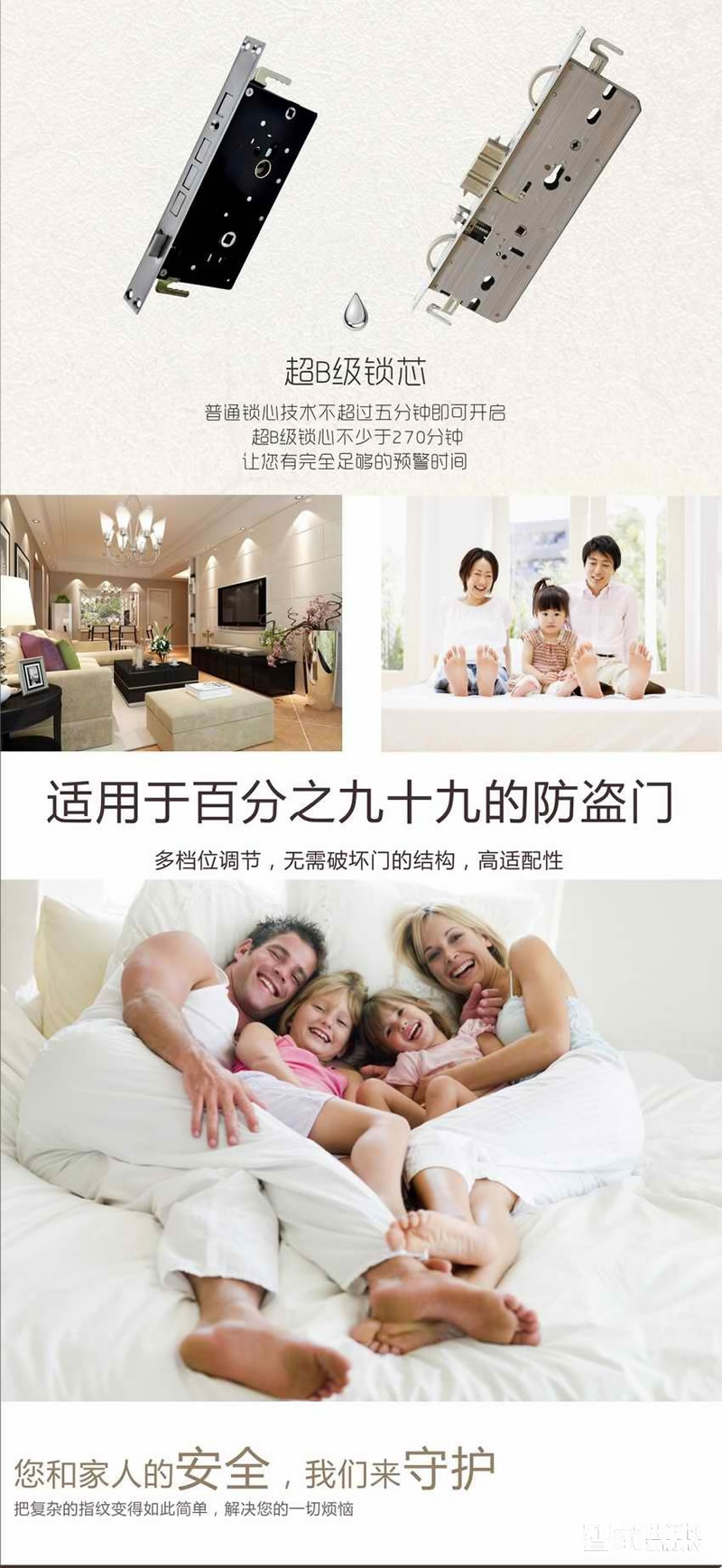 普泰升指纹锁 家用别墅会所智能电子锁 密码锁刷卡锁