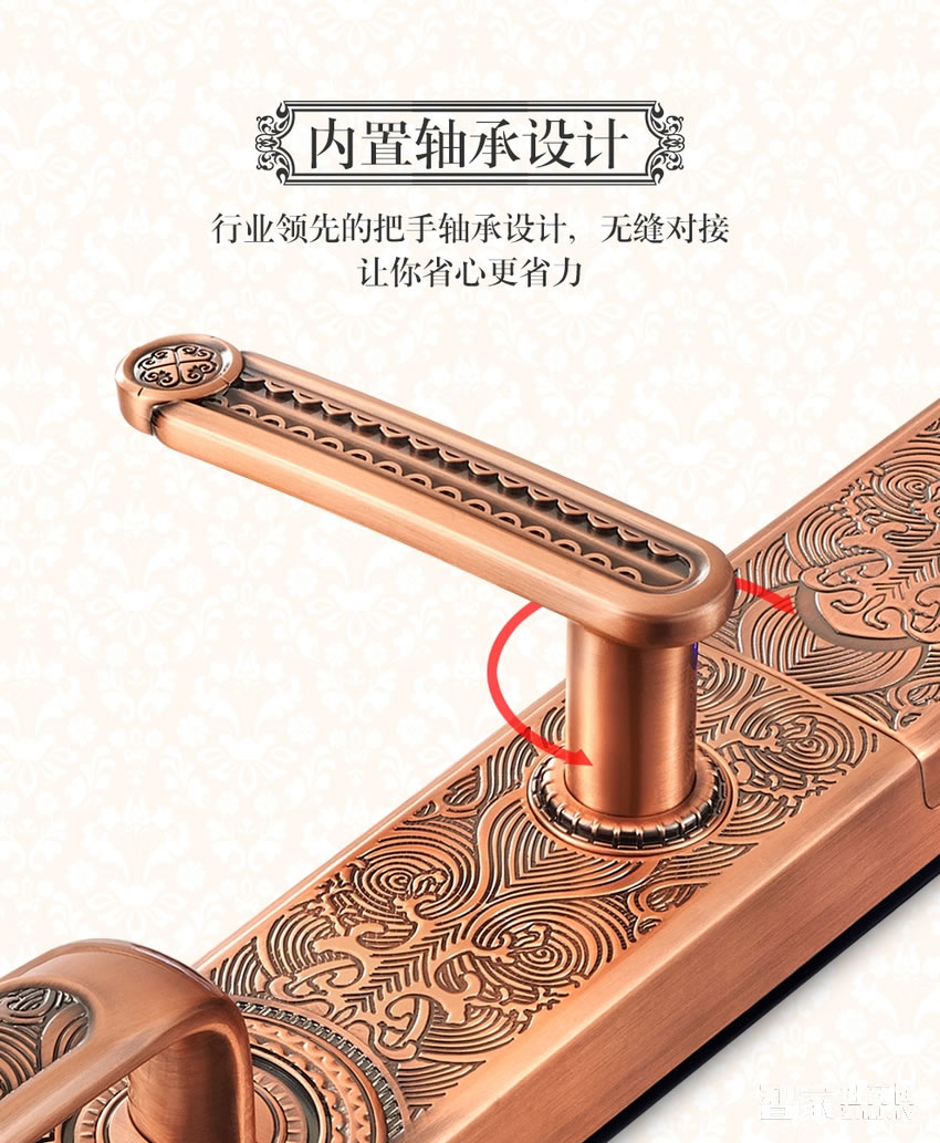欧莱斯顿 指纹锁智能锁别墅门古典奢华家用电子锁