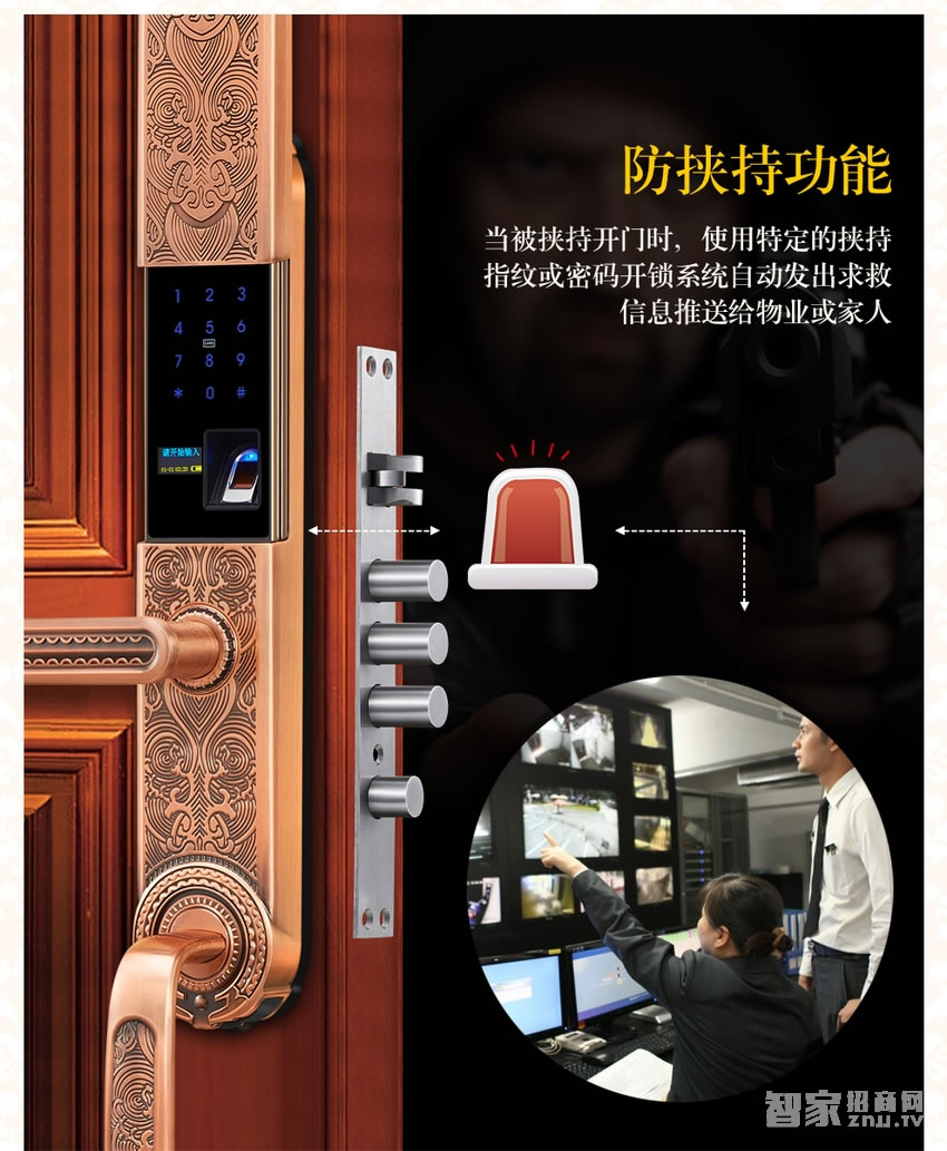 欧莱斯顿 指纹锁智能锁别墅门古典奢华家用电子锁