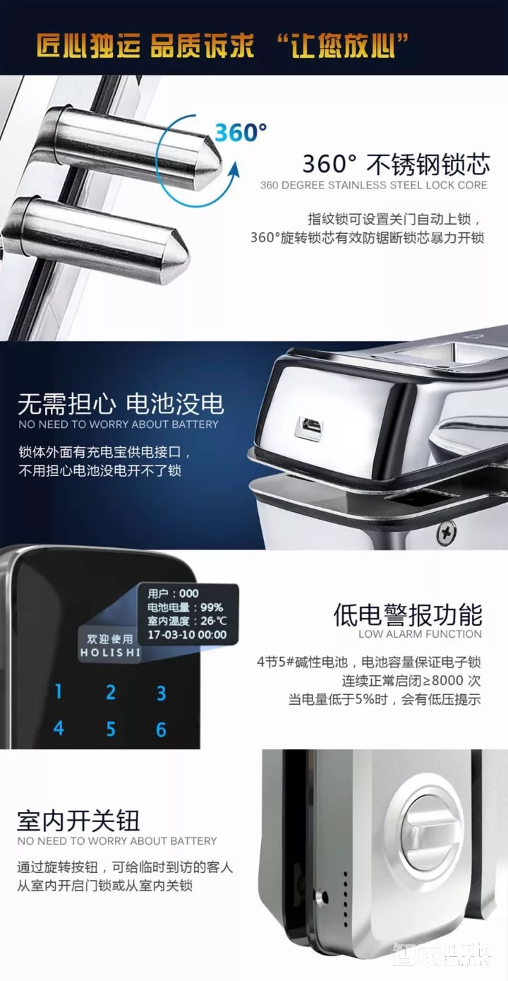 新飞·居博士智能办公门锁指纹密码刷卡开锁