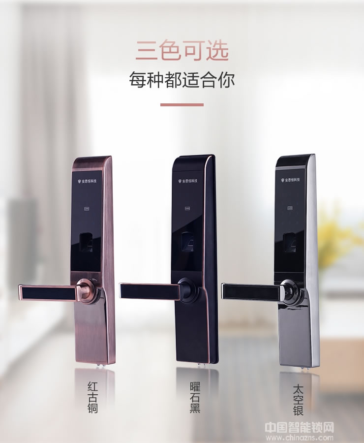 安思恒高度安全性智能锁 防技术性开锁指纹锁