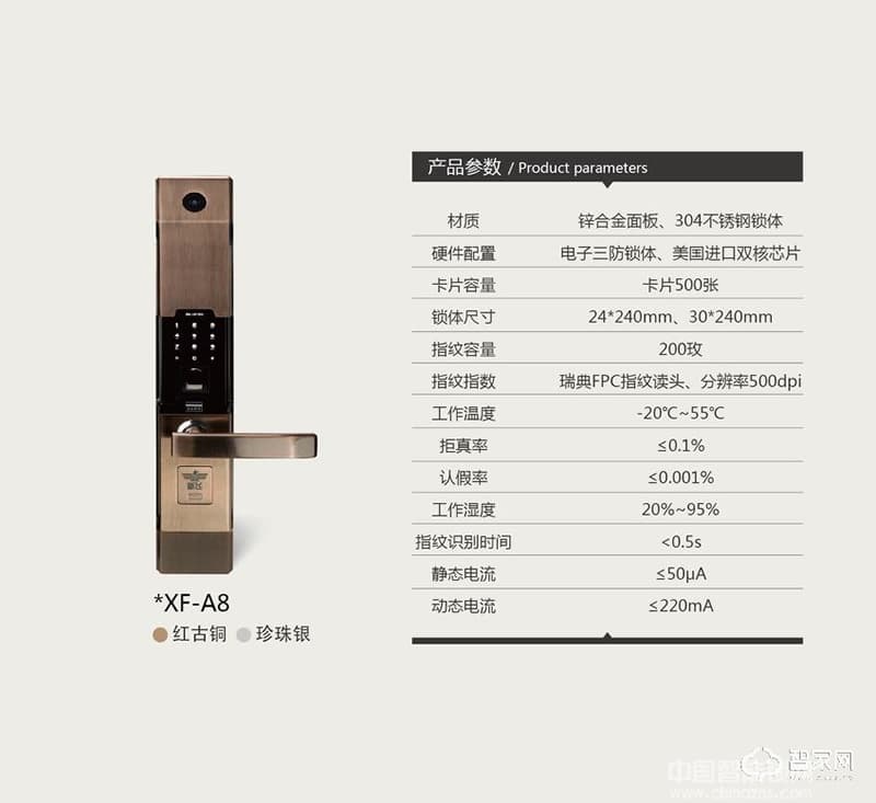 新飞美国进口芯片指纹锁 密码锁 防撬报警功能