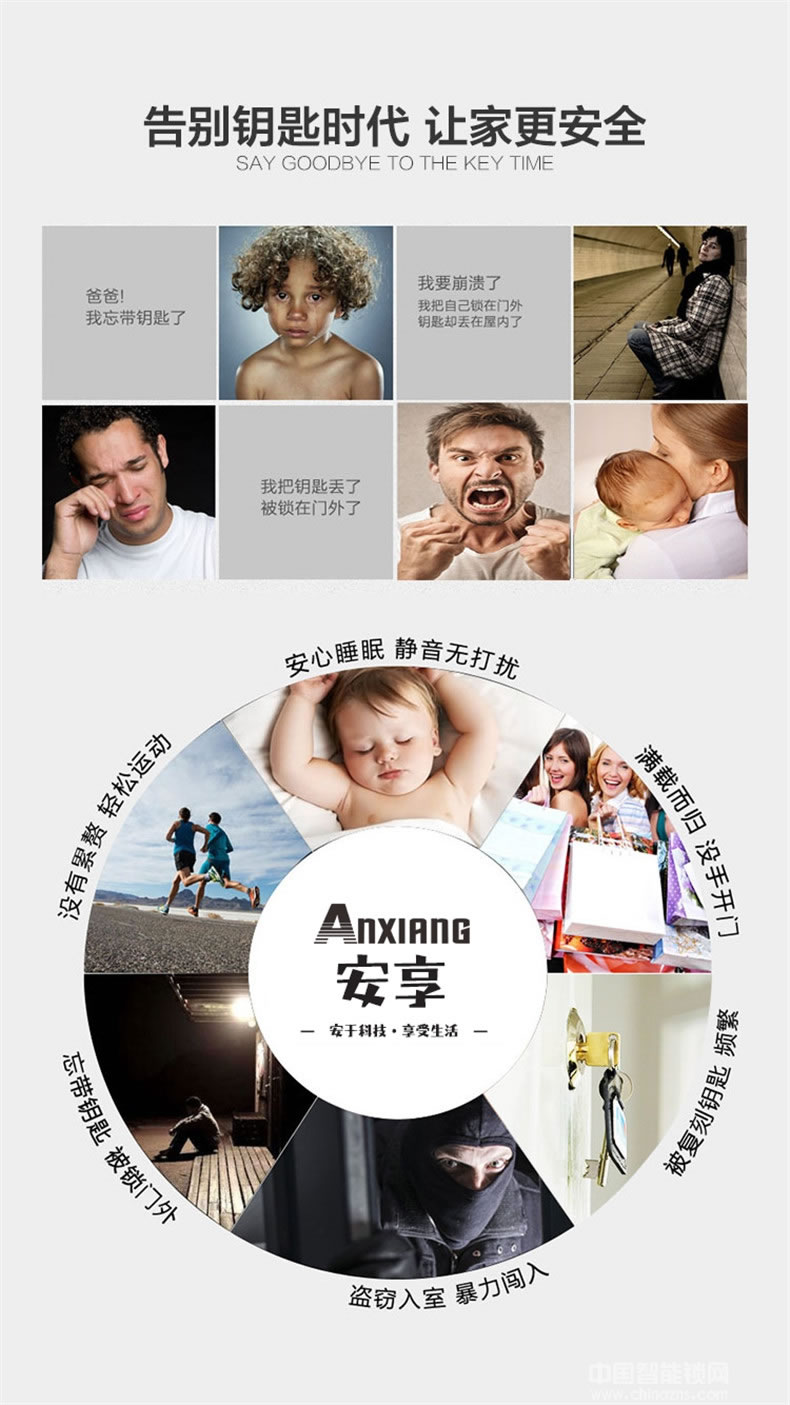 安享指纹锁 高端别墅指纹密码锁 欧式滑盖智能锁