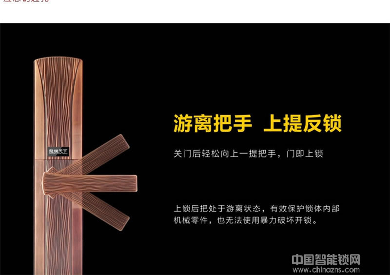 龙锁天下家用别墅滑盖指纹锁 室内防盗门锁