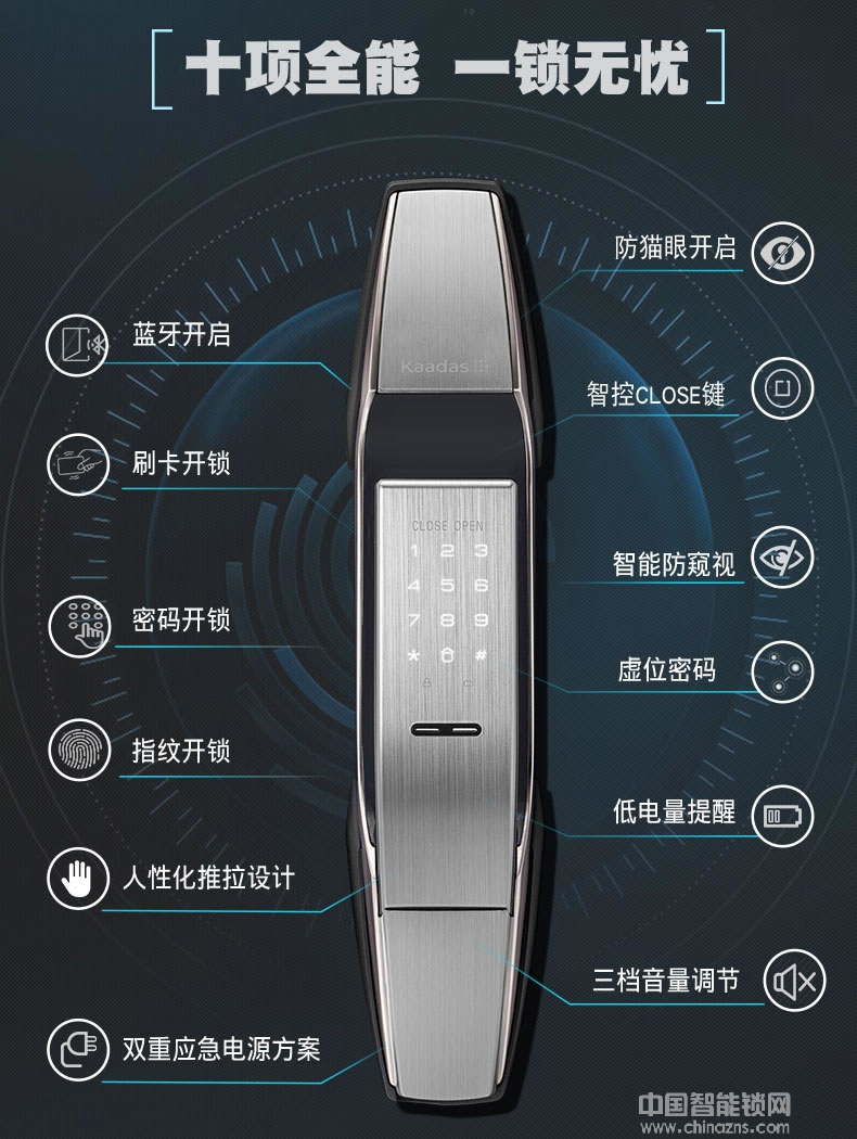 英硕指纹锁 凯迪仕盲触式指纹识别智能锁 APP指纹锁