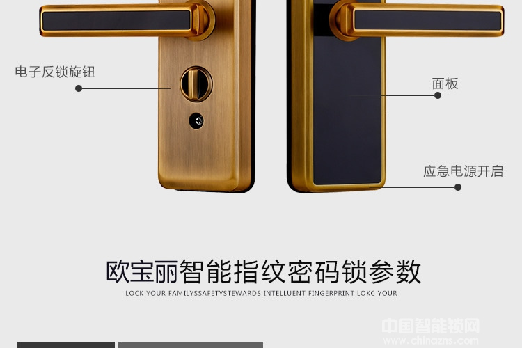 欧宝丽智能锁 APP智能刷卡指纹密码锁 家庭防盗门锁