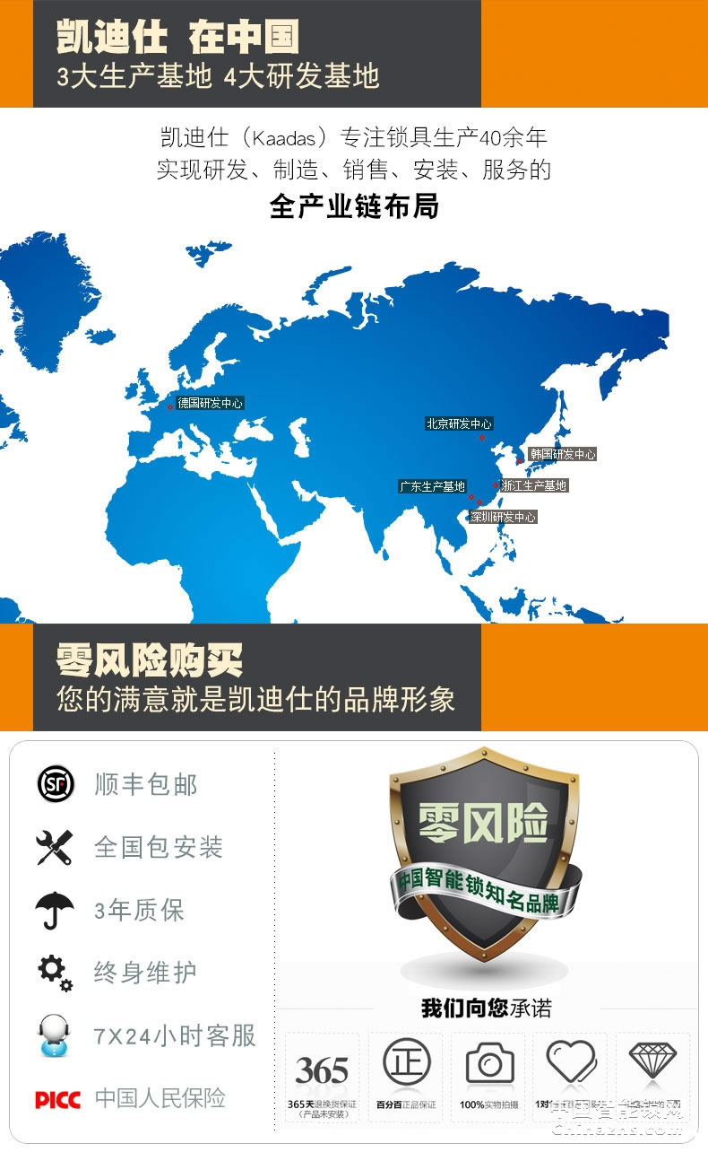 凯迪仕阿里智能指纹密码锁 家用防盗门电子锁5155