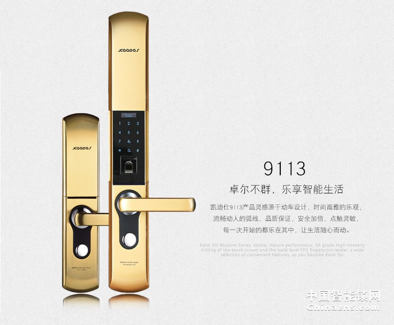 凯迪仕指纹密码锁 别墅双开门锁 防盗门锁9113
