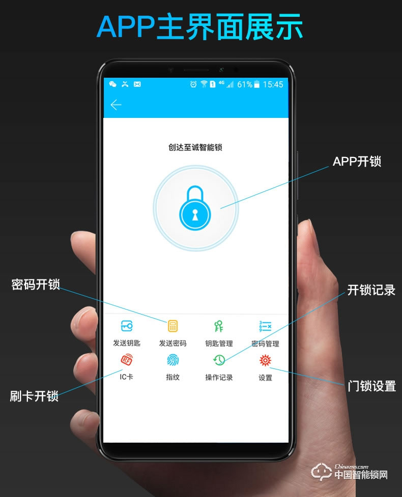 创达至诚指纹锁 防盗门公寓密码锁 直板指纹密码锁