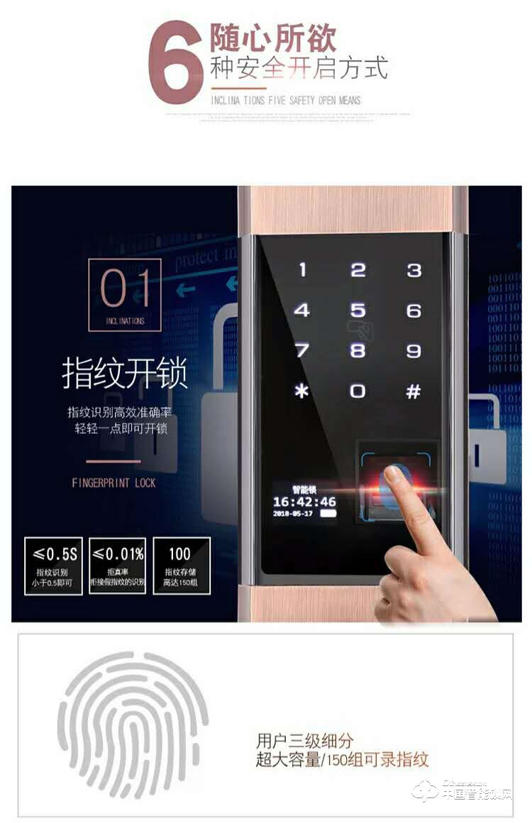 智得利智能锁 家用指纹密码锁 防盗门电子刷卡锁A-625