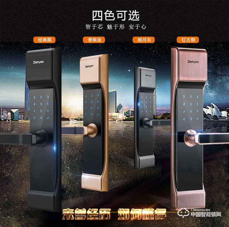 智密智能锁 经典黑小滑盖指纹锁 家用防盗密码锁F6
