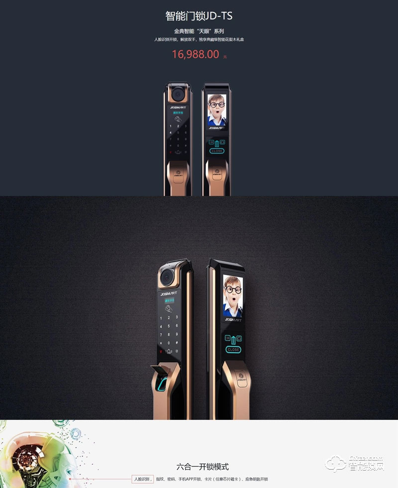 金典智能锁 人脸识别智能锁 防盗门密码锁JD-TS