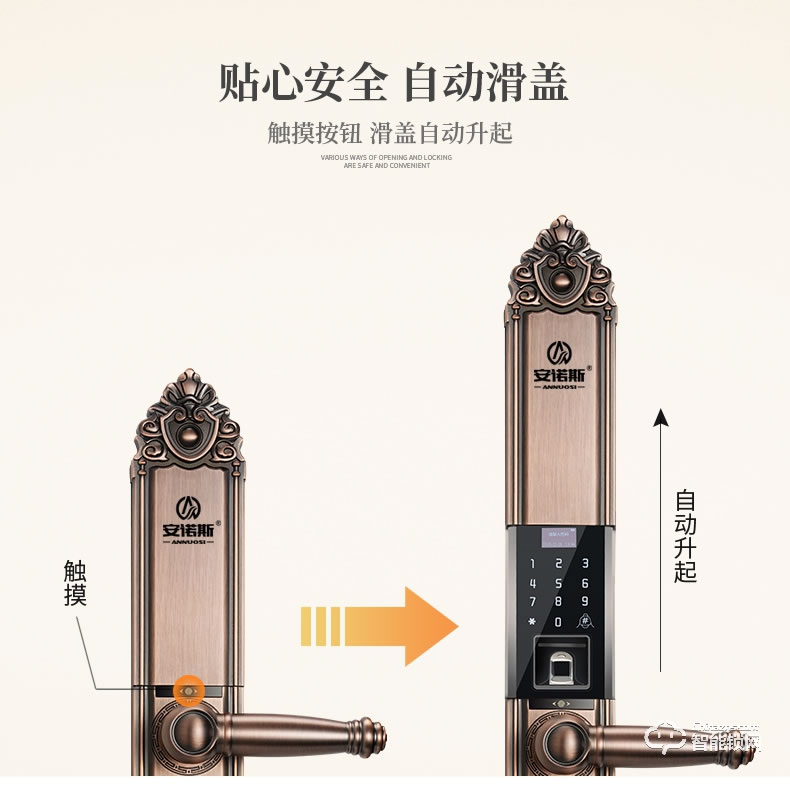 安诺斯高档别墅智能锁古典指纹密码门锁ANS128