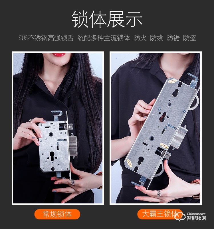 中霸智能锁 Z57智能指纹锁密码锁刷卡锁
