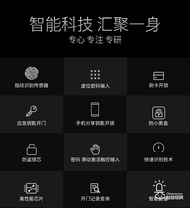 众家安指纹锁 智能电子密码锁刷卡锁