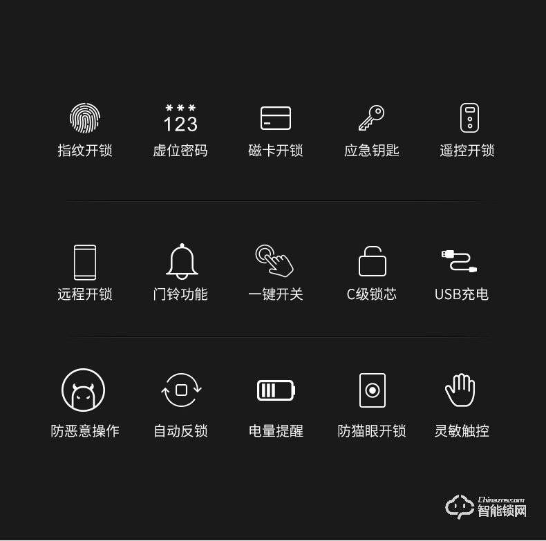 众家安指纹锁 家用智能锁电子密码锁