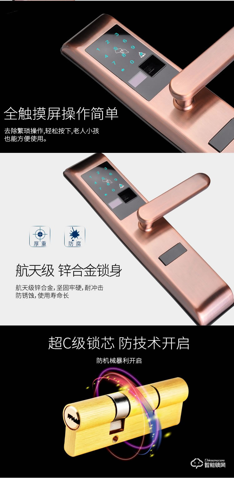 罗斯盾智能锁 电子门锁超C级锁芯