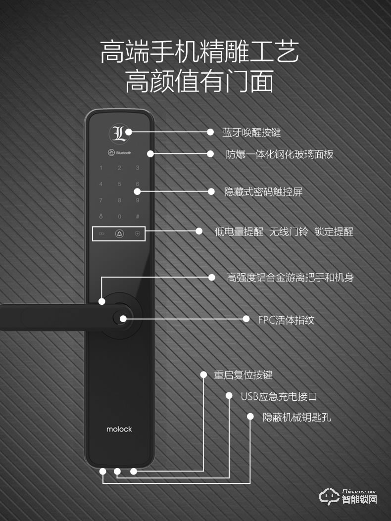 居顶指纹锁 家用防盗门智能锁磁卡锁