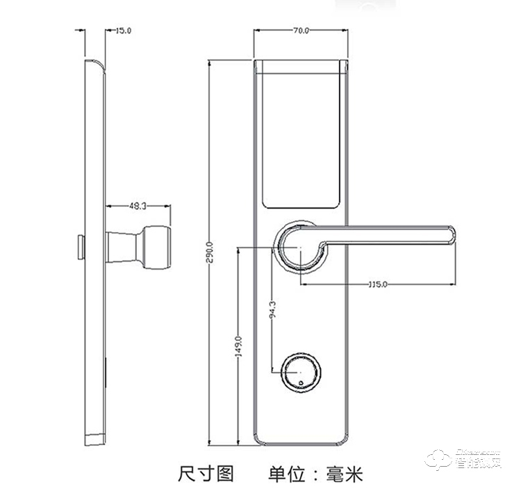 居顶指纹锁 酒店锁隐藏锁孔宾馆电子锁