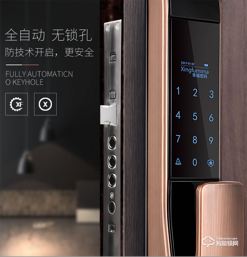 皇佳金指缘智能锁 D6201全自动指纹锁