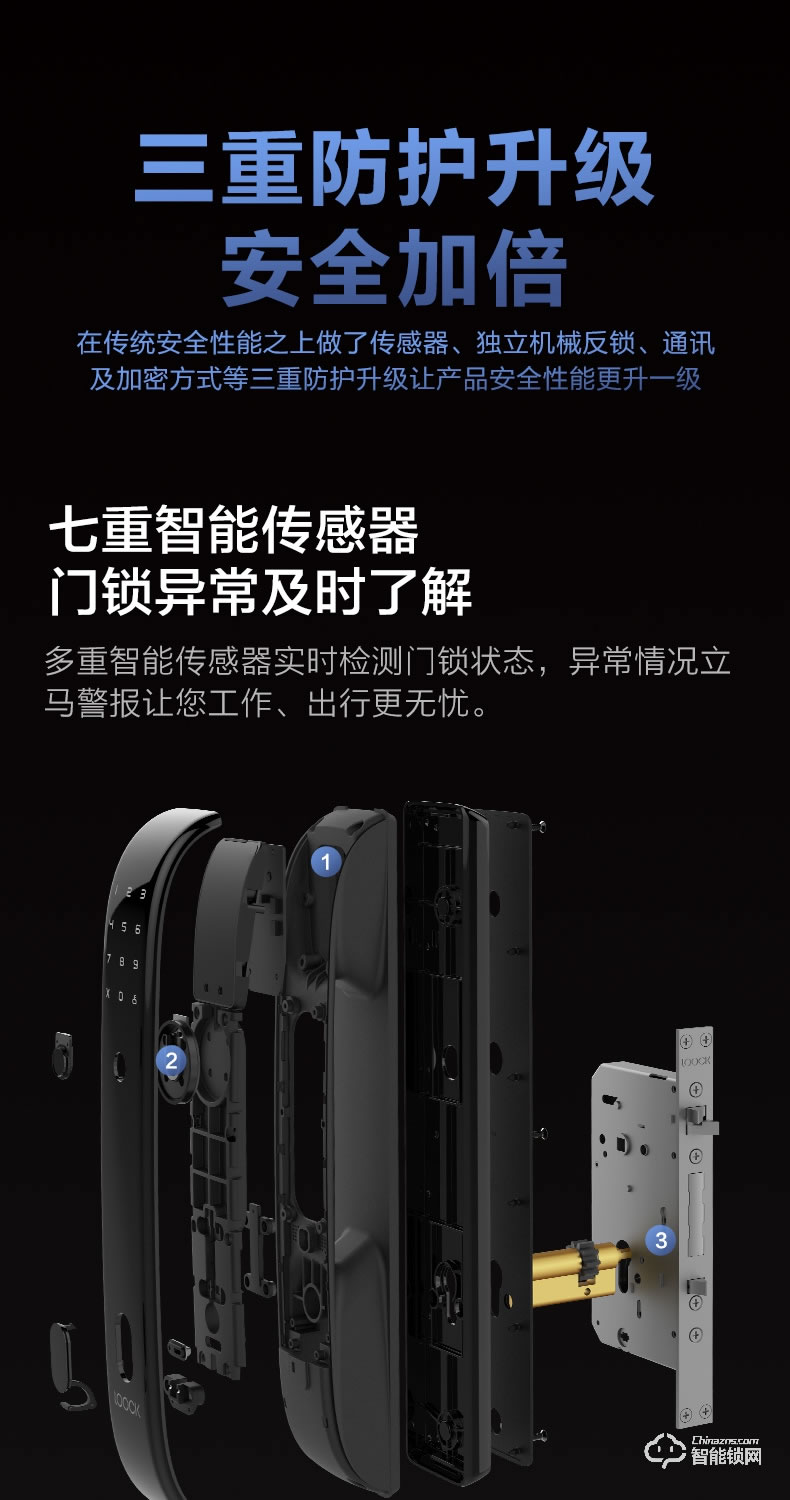 鹿客智能锁 P1推拉款家用防盗门电子门锁密码锁