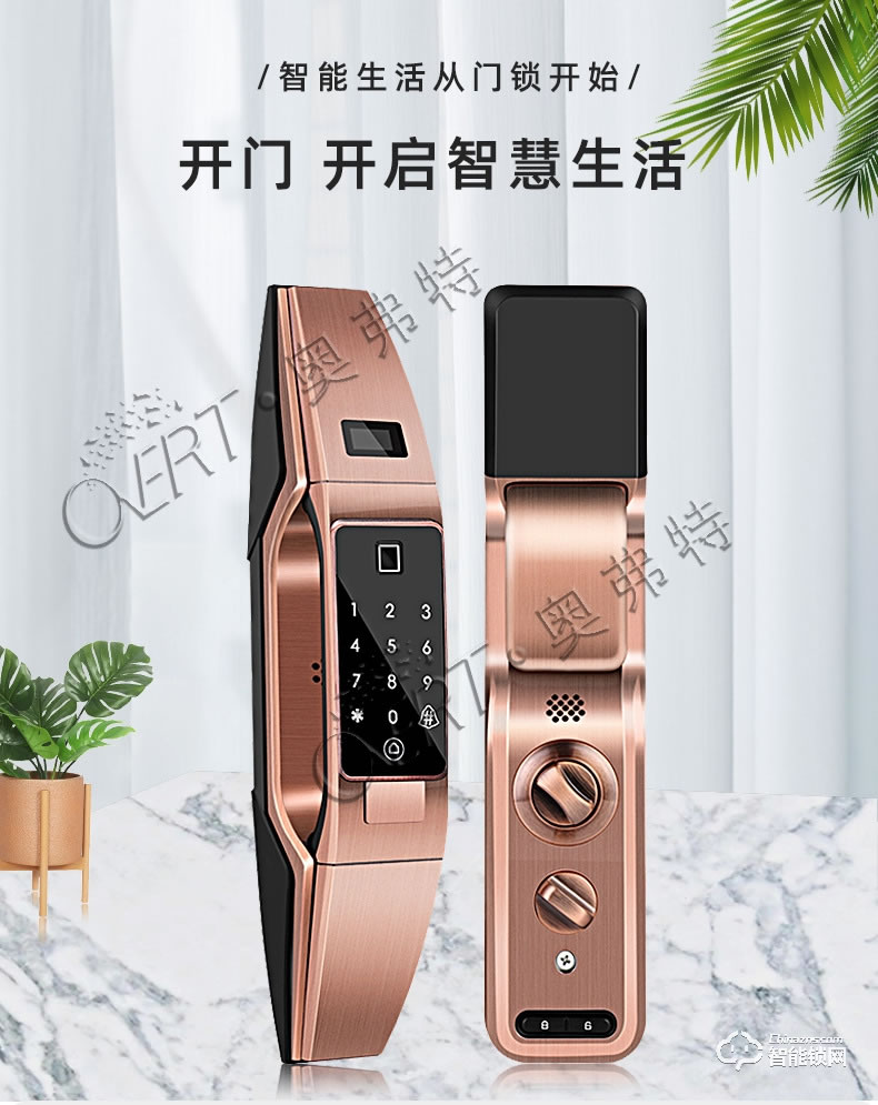 奥弗特智能锁 人脸识别全自动家用防盗门锁