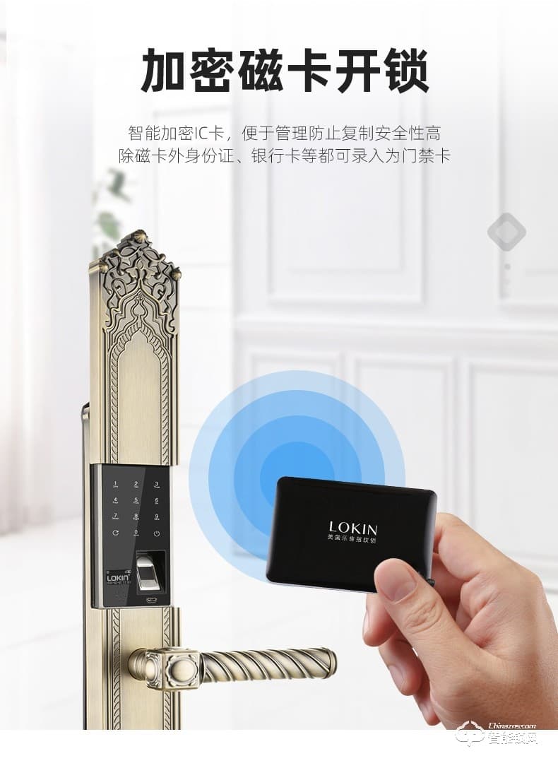 乐肯智能锁 6609-L欧式古典大拉手智能门锁