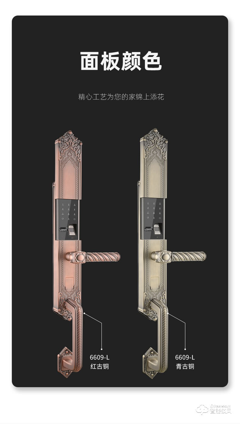 乐肯智能锁 6609-L欧式古典大拉手智能门锁