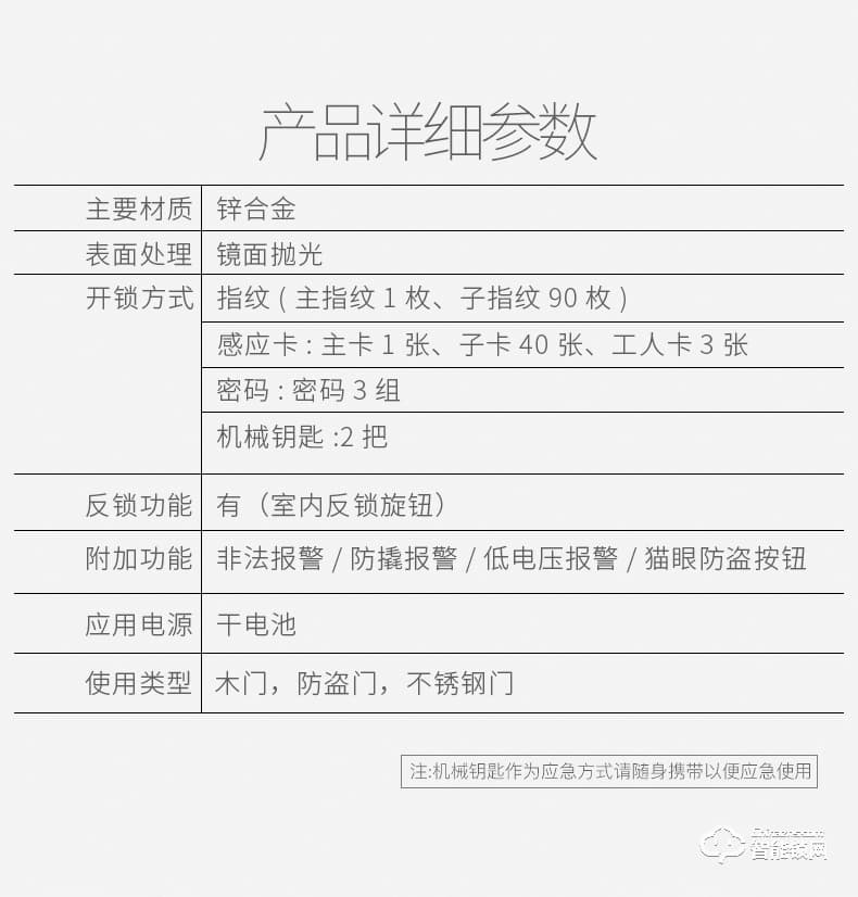 必达智能锁 I8家用防盗门锁三合一指纹密码锁