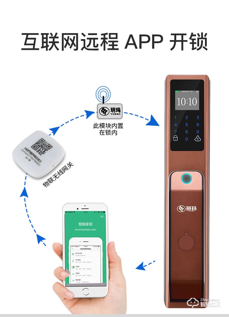 玥玛智能锁 K910全自动指纹密码智能锁