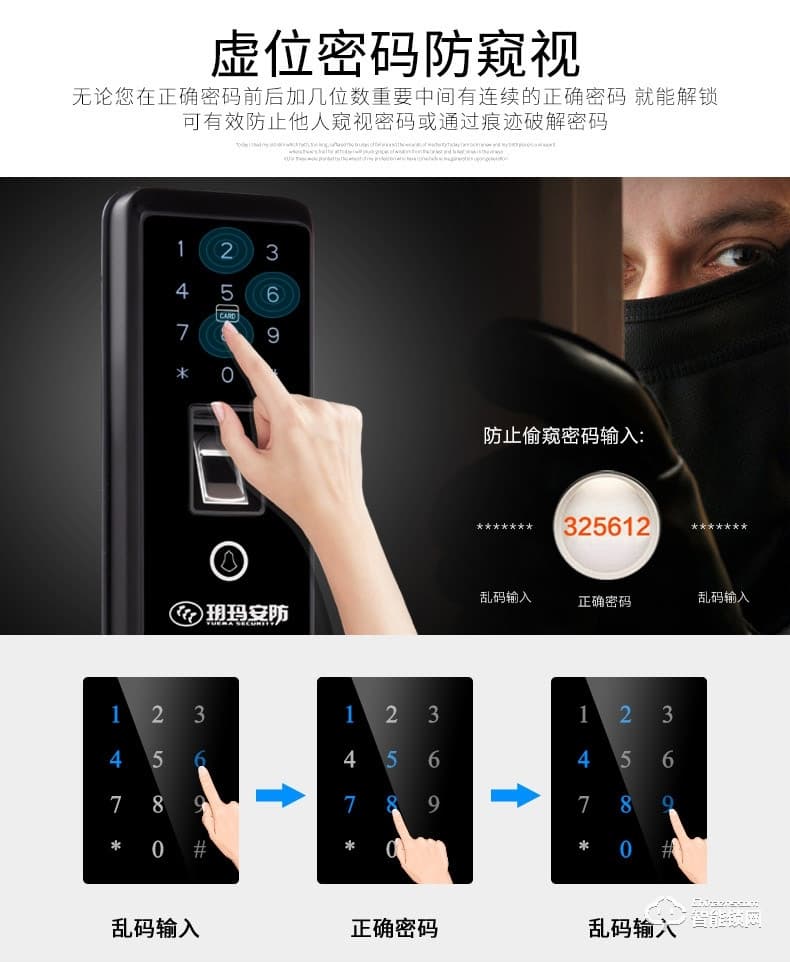 玥玛智能锁 FP6666家用半自动防盗门锁
