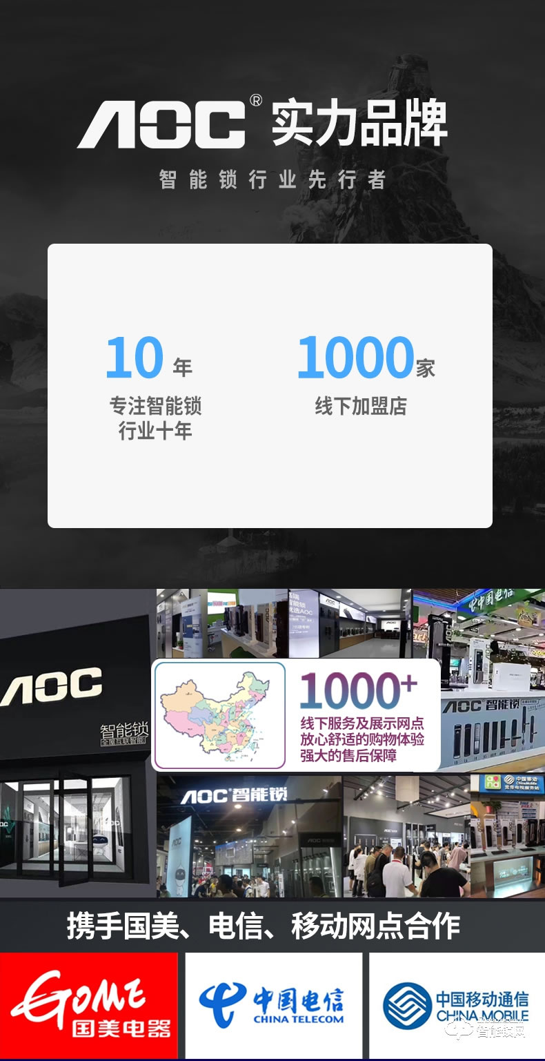AOC智能锁 E6S全自动WIFI带摄像头远程监控可视对讲智能锁