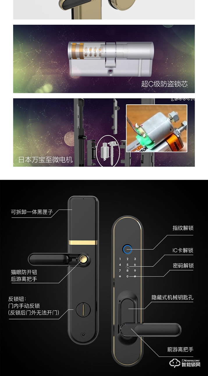 居联智能锁 F006防盗指纹密码锁