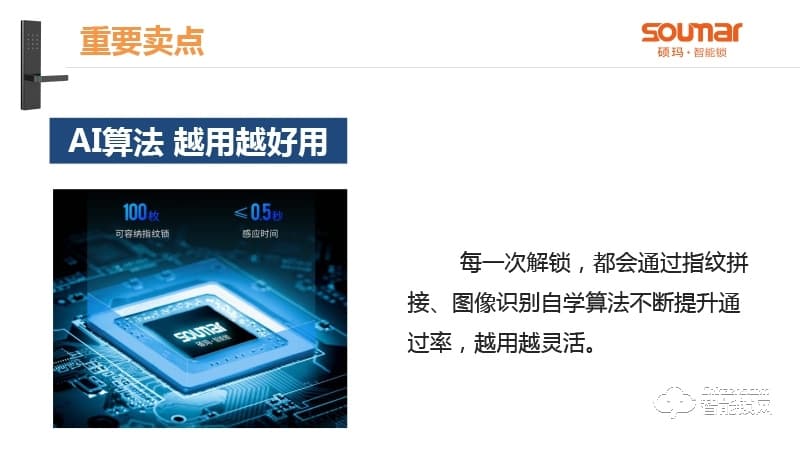 硕贝德智能锁 SF04一握即开直板密码指纹锁