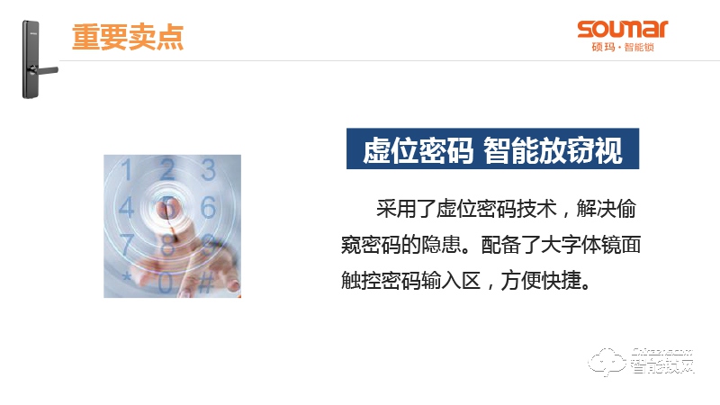 硕贝德智能锁 SF22上提反锁 游离把手直板智能锁