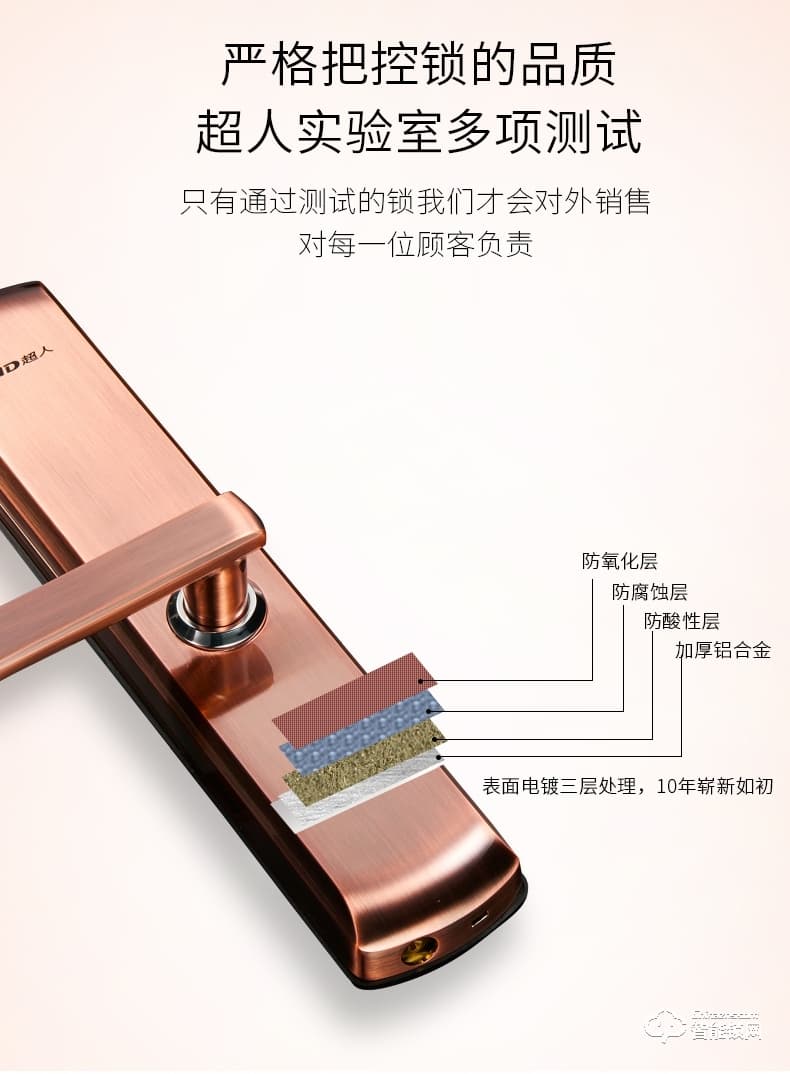 超人智能锁 L8280静音滑盖家用防盗门密码锁