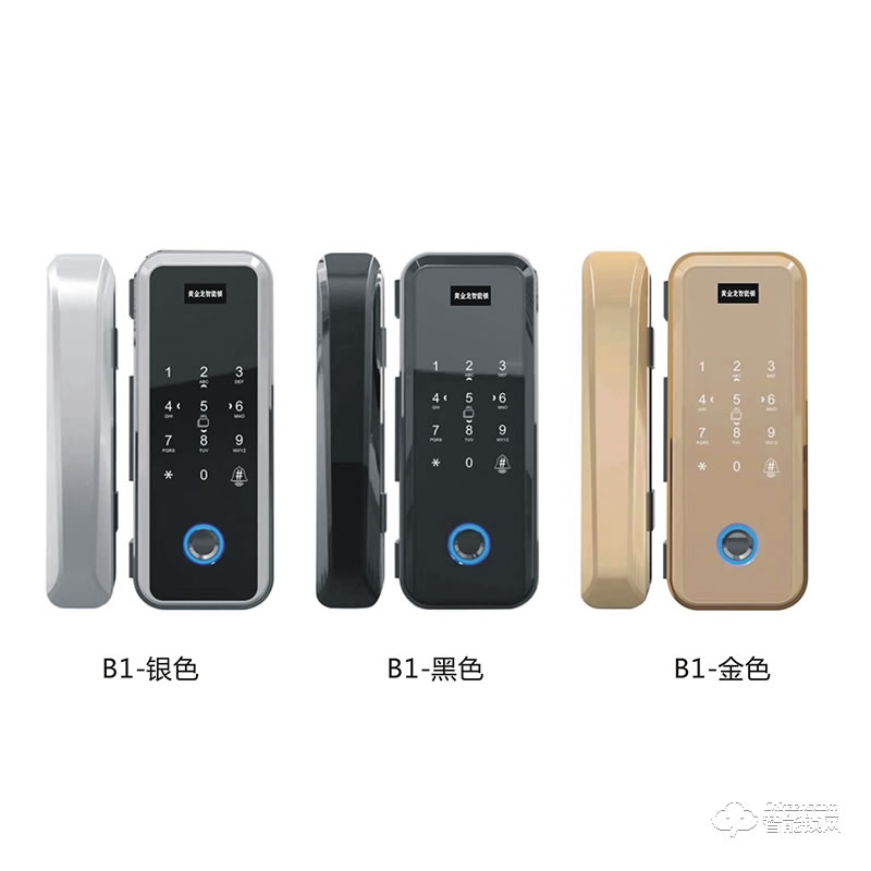 黄金龙智能锁 办公室玻璃门免开孔智能锁