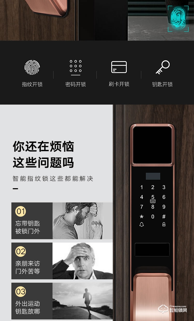 艾创米智能锁 S115全自动防水防盗大门密码锁