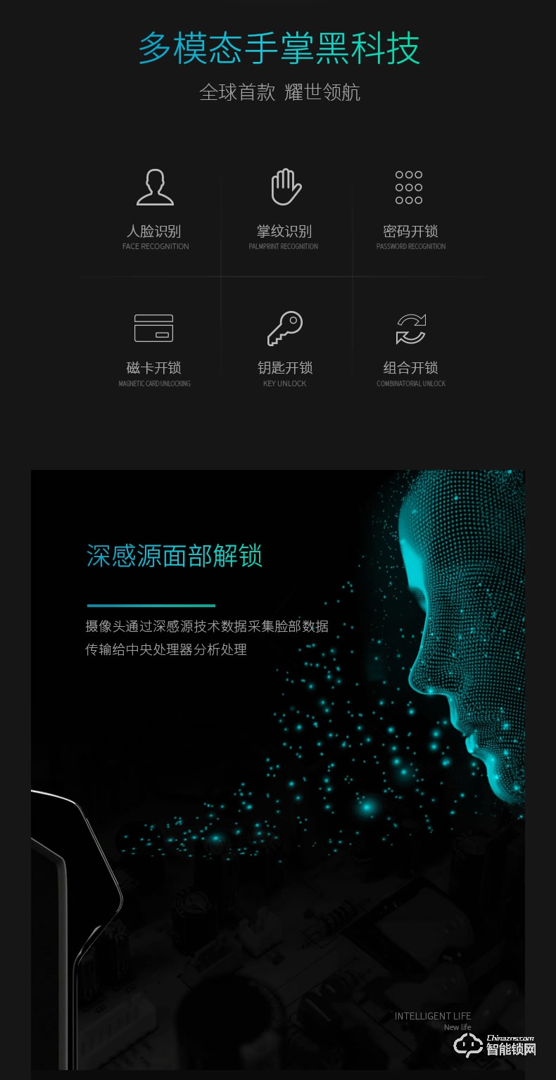 纽冠智能锁 N903家用防盗门人脸识别智能门锁