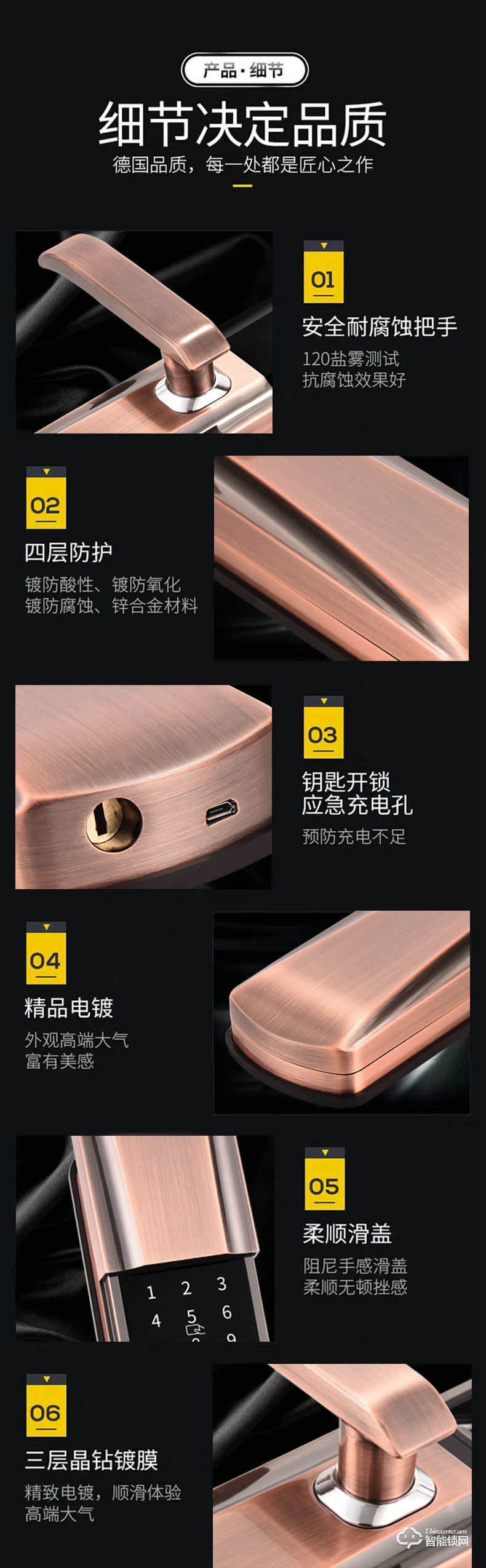 司浦特智能锁 滑盖指纹锁防盗门大门智能锁