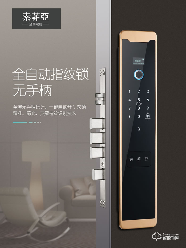 索菲亚智能锁 S10R防盗门家用磁卡密码锁