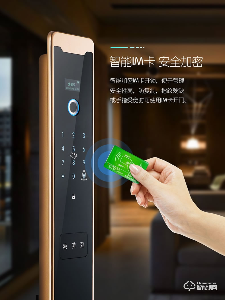 索菲亚智能锁 S10R防盗门家用磁卡密码锁